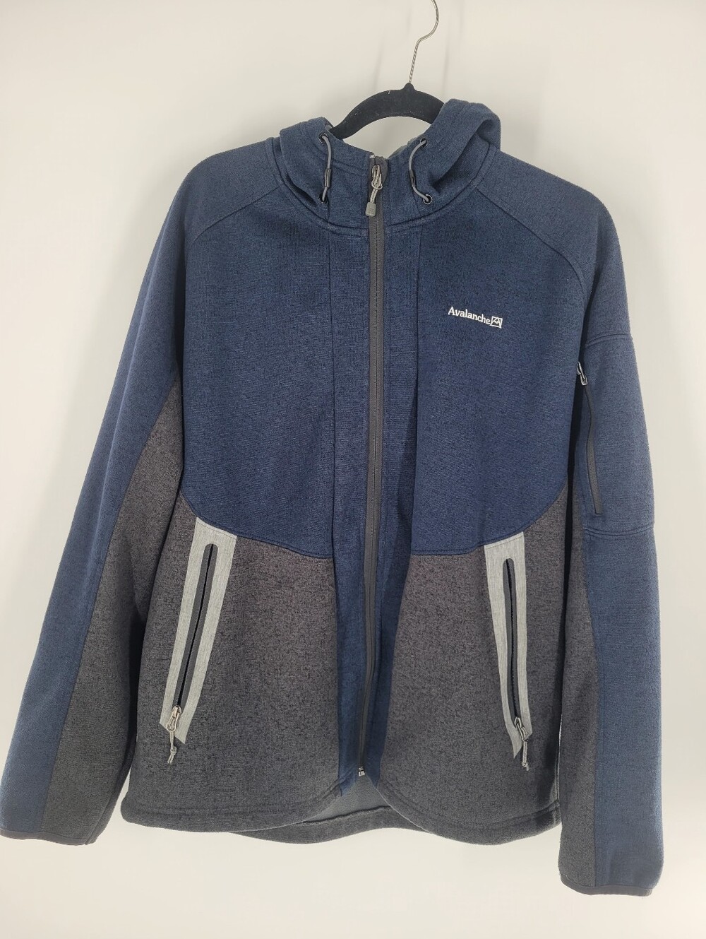 Avalanche Navy and Gray Mens Hooded Fleece Jacket Size L
